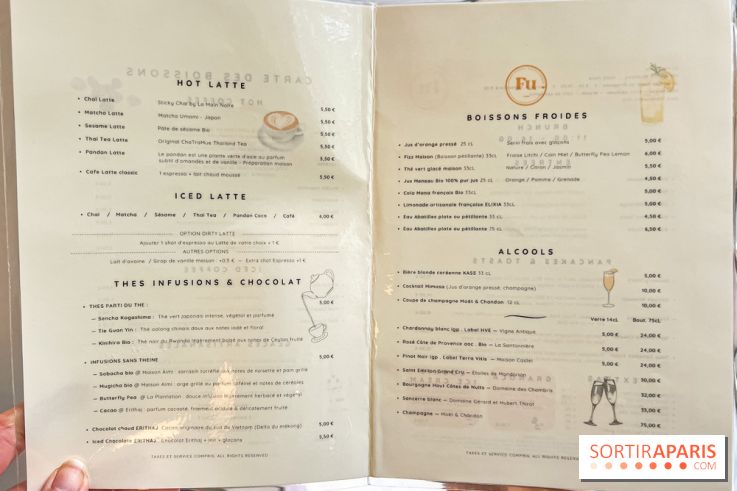 Fu Patisserie et coffee shop Paris 13e - carte - menu