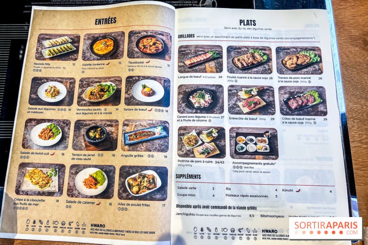 Hwaro Grill, le barbecue Coréen Paris 15e - carte - menu