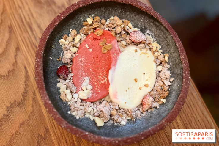 ChoCho - Dessert sorbet fraise, glace fior di latte