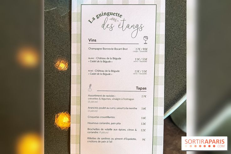 Guinguette des Étangs de Corot, la terrasse festive au bord de l'eau dans les Hauts-de-Seine - menu - carte