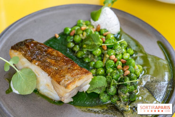 Belle Maison, Bistrot iodé, restaurant de poissons et fruits de mer Paris 9 - Cabillaud cresson et petits pois
