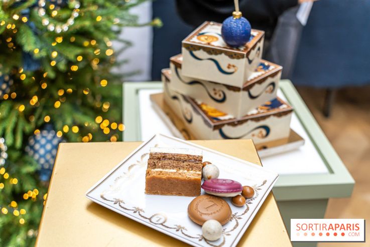 La bûche coffrets de Noël en trompe l'œil de Ladurée 2024 par Julien Alvarez et les créations de fête