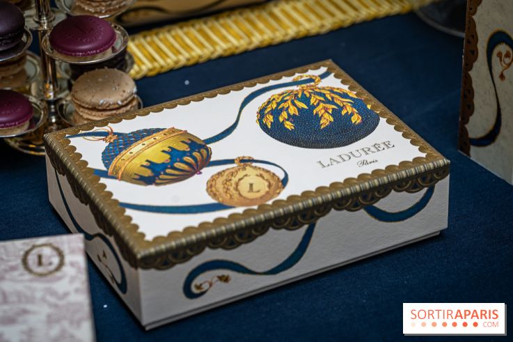 La bûche coffrets de Noël en trompe l'œil de Ladurée 2024 par Julien Alvarez et les créations de fête