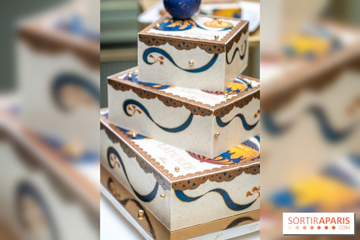 La bûche coffrets de Noël en trompe l'œil de Ladurée 2024 par Julien Alvarez et les créations de fête