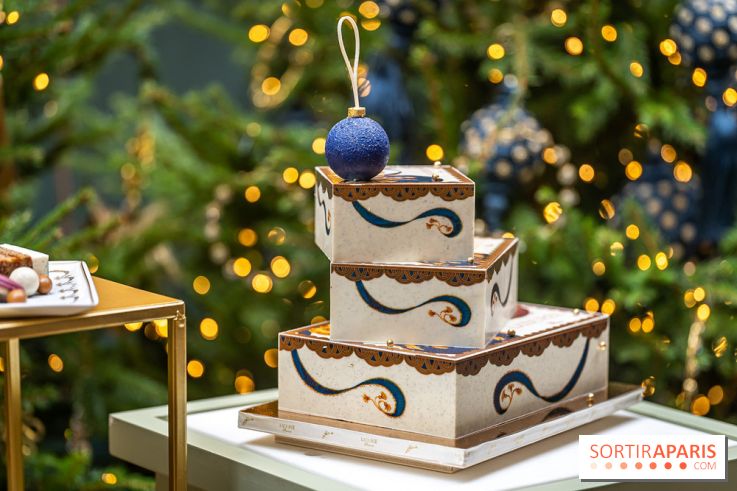 La bûche coffrets de Noël en trompe l'œil de Ladurée 2024 par Julien Alvarez et les créations de fête