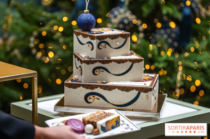 La bûche coffrets de Noël en trompe l'œil de Ladurée 2024 par Julien Alvarez et les créations de fête