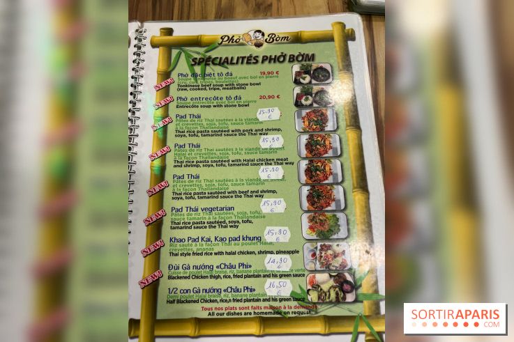 Pho Bom, le restaurant vietnamien, temple du pho et des nouilles Paris 13e - carte - menu - tarifs - prix