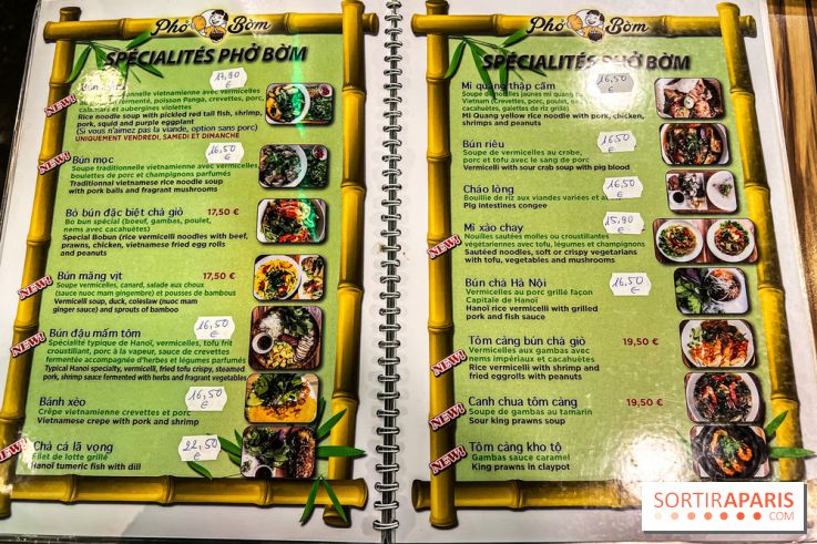 Pho Bom, le restaurant vietnamien, temple du pho et des nouilles Paris 13e - carte - menu - tarifs - prix