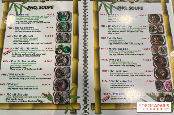 Pho Bom, le restaurant vietnamien, temple du pho et des nouilles Paris 13e -carte - menu - tarifs - prix