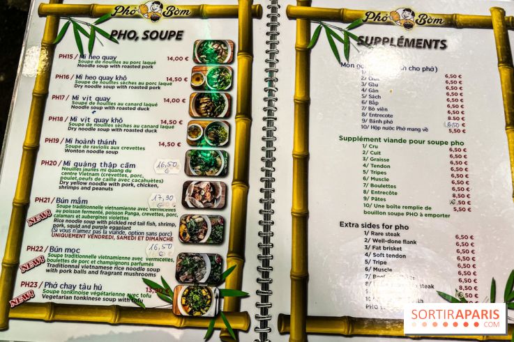 Pho Bom, le restaurant vietnamien, temple du pho et des nouilles Paris 13e - carte - menu - tarifs - prix