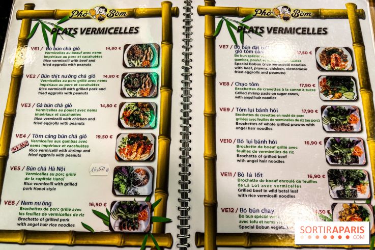 Pho Bom, le restaurant vietnamien, temple du pho et des nouilles Paris 13e - carte - menu - tarifs - prix
