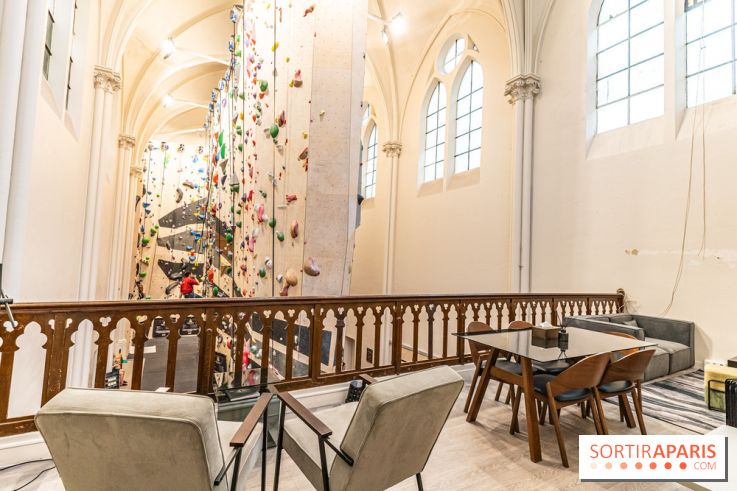 Climbing District Sèvres-Lecourbe, la salle d'escalade dans l'ancienne église Sainte-Rita dans le 15e -  A7C2057