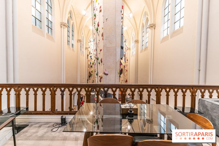 Climbing District Sèvres-Lecourbe, la salle d'escalade dans l'ancienne église Sainte-Rita dans le 15e -  A7C2059
