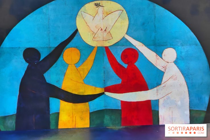 Picasso à l'Atelier des Lumières - La Guerre et la Paix «Les quatre parties du monde», 1957, © Succession Picasso 2024, © GrandPalaisRmn (musée national Picasso - Vallauris) / Patrick Gérin