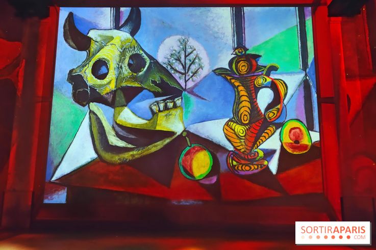 Picasso à l'Atelier des Lumières - Taureau Crâne, Fruit, Pichet, 1939, © Cleveland Museum of Art / © Succession Picasso/DACS, London 2025 / Bridgeman Images