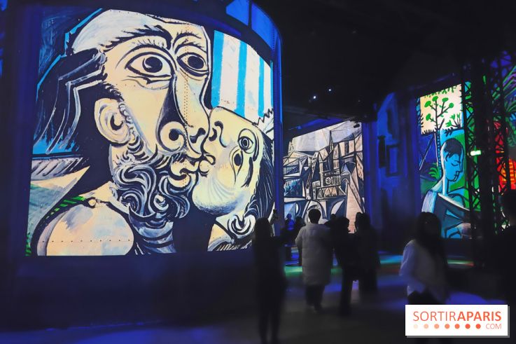 Picasso à l'Atelier des Lumières - Le Baiser, 1969, © Succession Picasso 2024; © RMN-Grand Palais (Musée national Picasso-Paris) / Adrien Didierjean