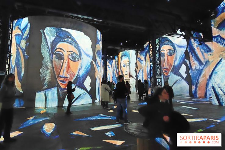 Picasso à l'Atelier des Lumières - Buste de femme ou de marin, 1907, © Succession Picasso 2024, © GrandPalaisRmn (musée national Picasso-Paris) / Adrien Didierjean