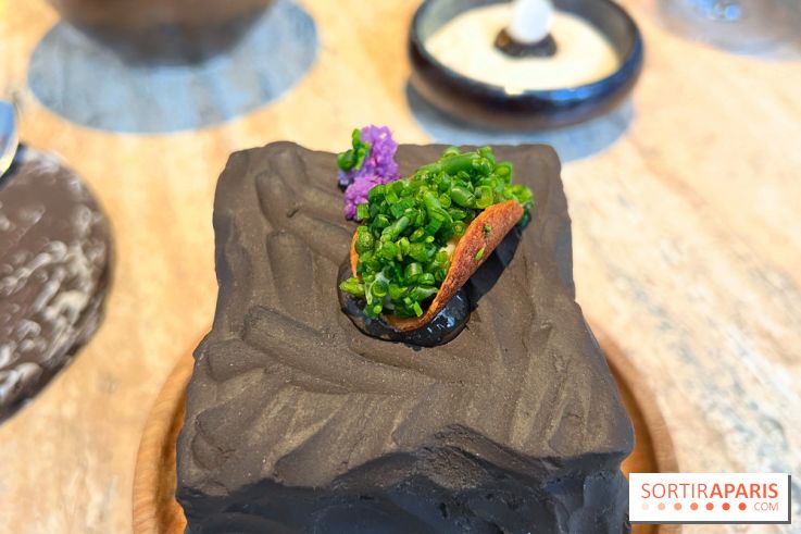 Restaurant Alan Geaam - Tacos de baba ganoush, feuille d'huître, raisin de mer