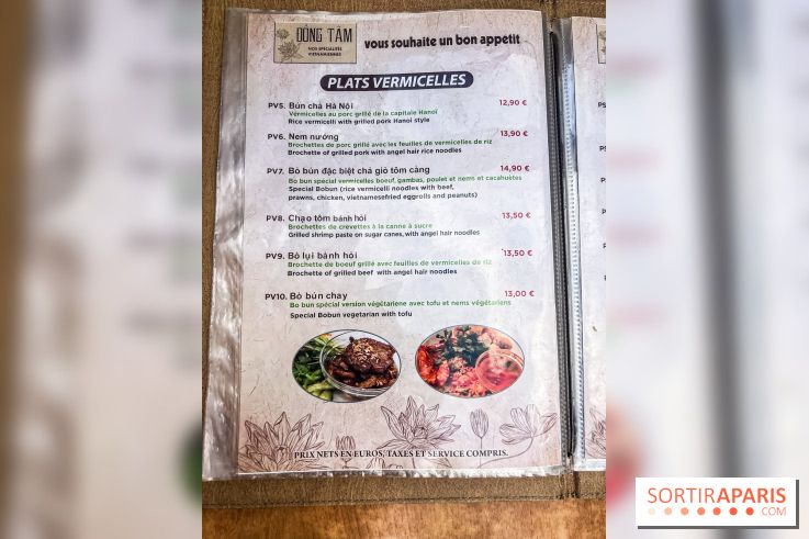 Dong Tam restaurant vietnamien Paris 13e -  carte - menu