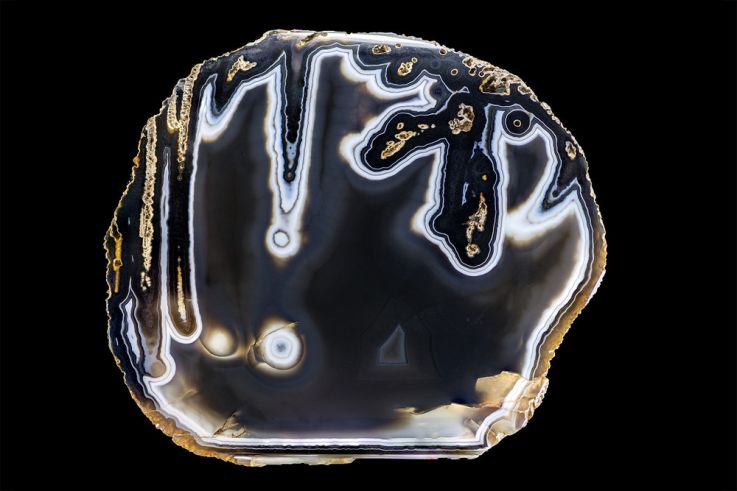 Rêveries de pierres : Poésie et minéraux de Roger Caillois  - Onyx dit Calligraphie, Paris, MNHN, collection de minéraux et gemmes, cliché François Farges 1500x1000