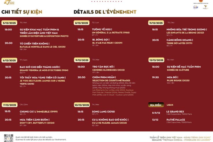 Cinéma vietnamien à Paris : 50 ans de lumière et de création au Grand Rex - programme