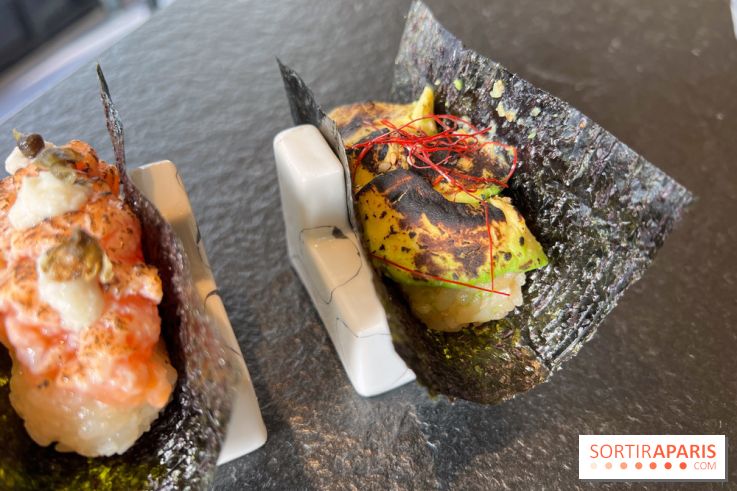 Nobisan - Temaki avocat flambé, temaki saumon flambé