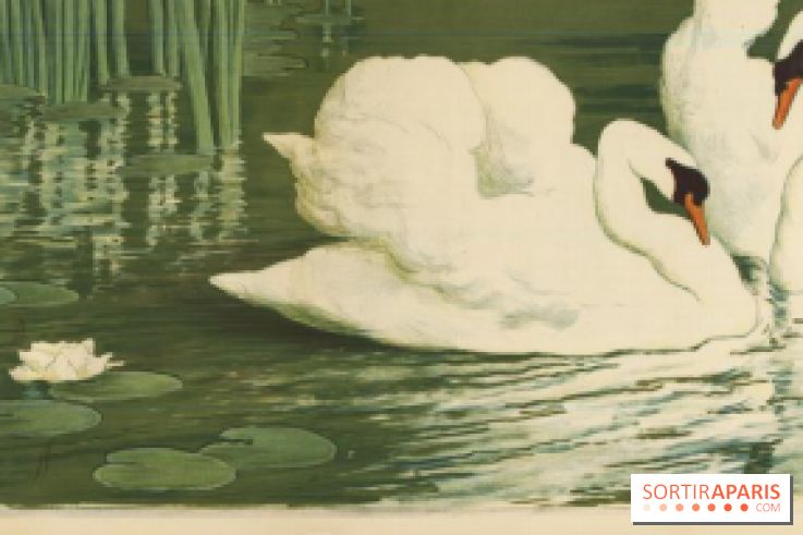 Les Cygnes, Alfredo Müller, 1903 Frise - 52,5 x 148 cm