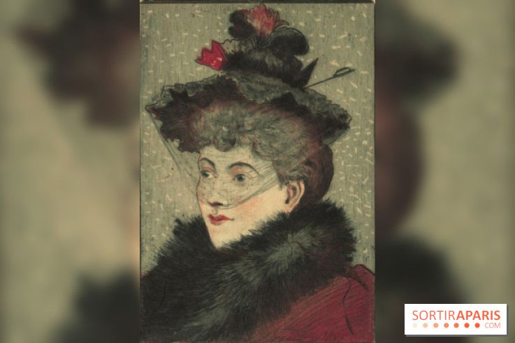 Tête de la Parisienne, Eugène Delâtre, 1893 Eau-forte et aquatinte en couleurs - 13,2 x 18,2 cm