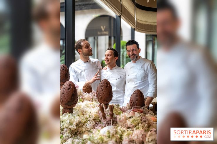 L'Oeuf de Pâques floral du George V Paris 2026 par Michael Bartocetti - les photos  - chefs - Michael Bartocetti, William Renaud, Guillaume Cabrol
