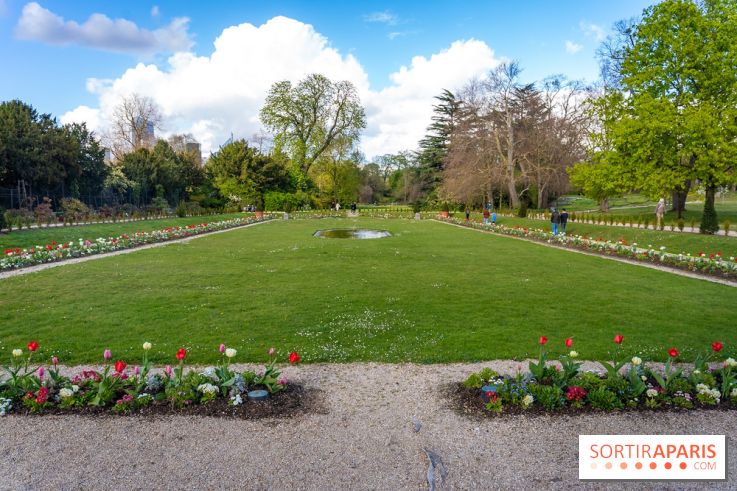 Le Parc de Bagatelle au printemps, cerisier, tulipes et jonquilles - photos