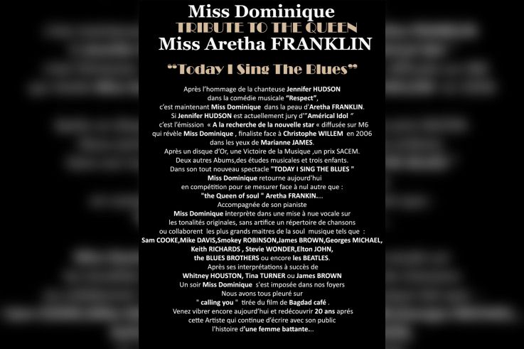 Miss Dominique en concert à Paris : hommages à Aretha Franklin et Ella Fitzgerald - Pitch  Aretha 11  Verso 