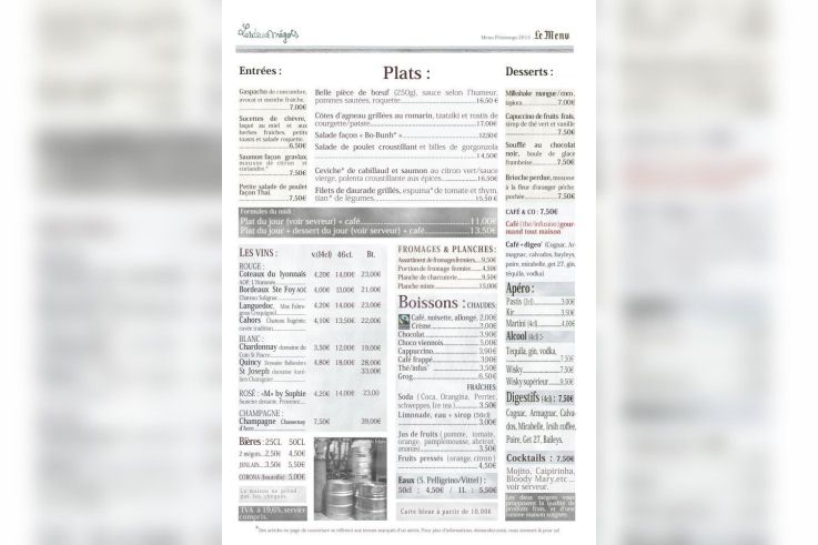Les Dégommés - , le menu