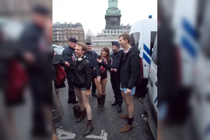 No Pants Subway Ride Paris 2014