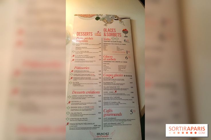 Le Paradis du fruit : nouvelle carte