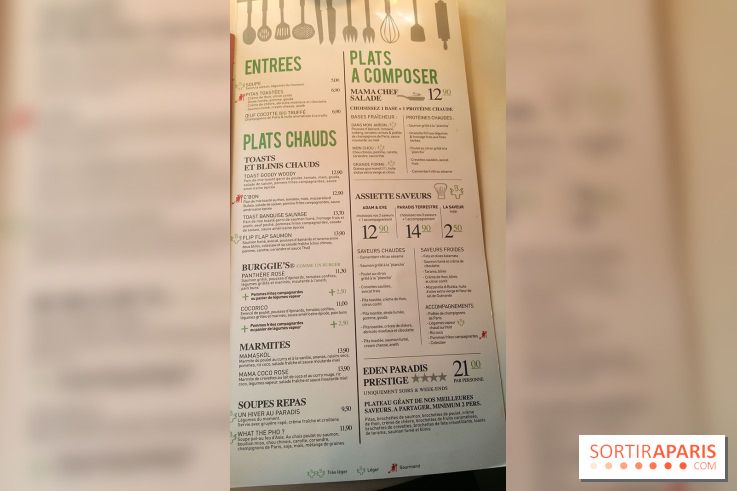 Le Paradis du fruit, nouvelle carte