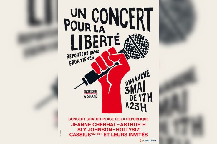 Reporters sans frontières présente un concert pour la liberté  : concert gratuit sur la Place de la République