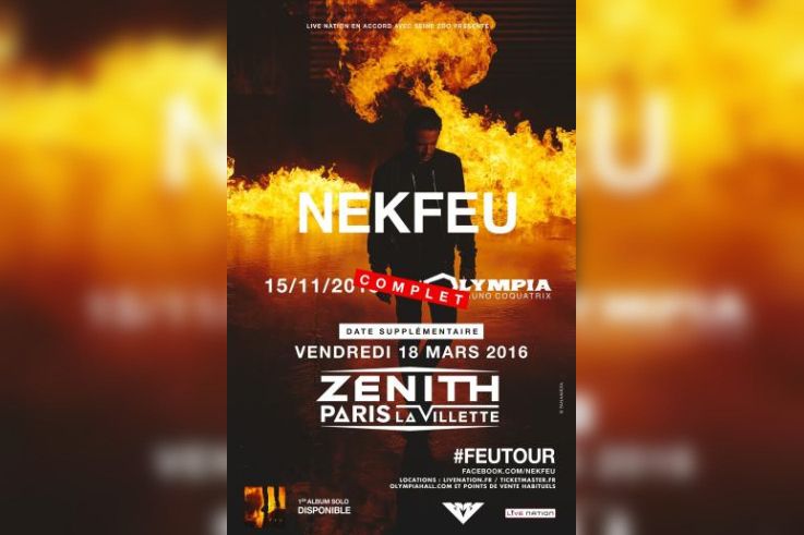 Nekfeu en concert au Zénith de Paris en 2016 
