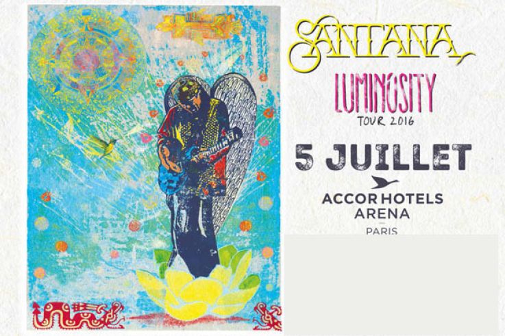 Santana en concert à l'Arena de Paris Bercy en juillet 2016
