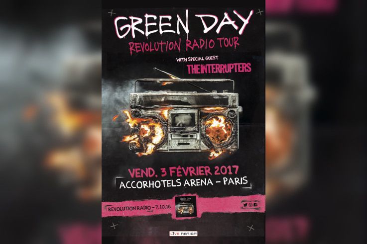 Green Day en concert à l'Arena Bercy de Paris en février 2017