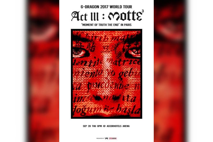 G-Dragon en concert à l'Arena Bercy de Paris en septembre 2017