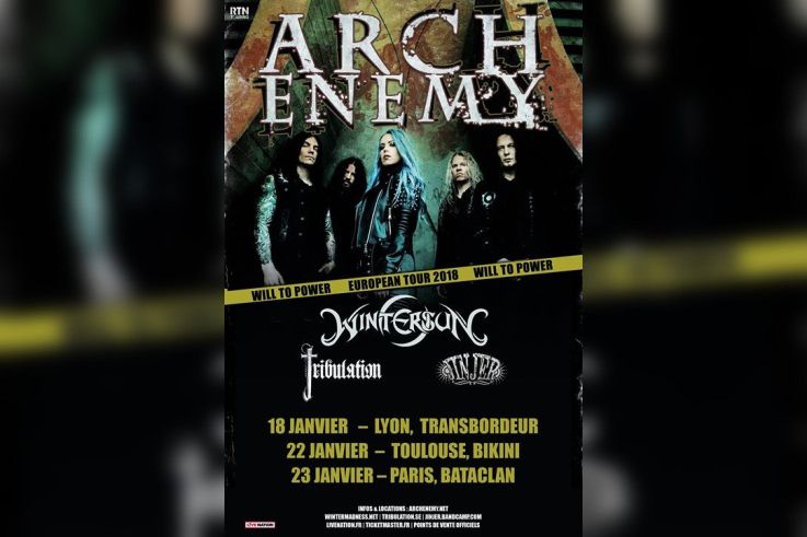 Arch Enemy en concert au Bataclan de Paris en janvier 2018 