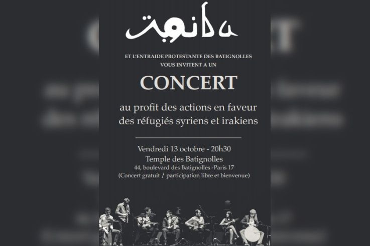 Concert pour les réfugiés syriens et irakiens au Temple des Batignolles 