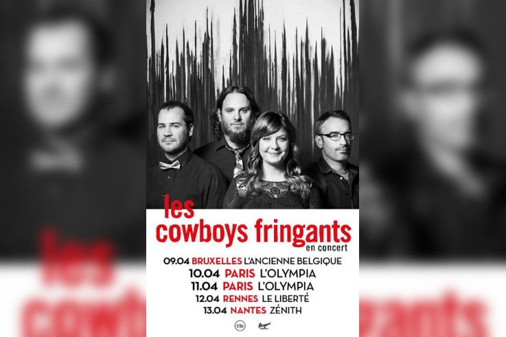 Les Cowboys Fringants en concert à l'Olympia de Paris en avril 2018