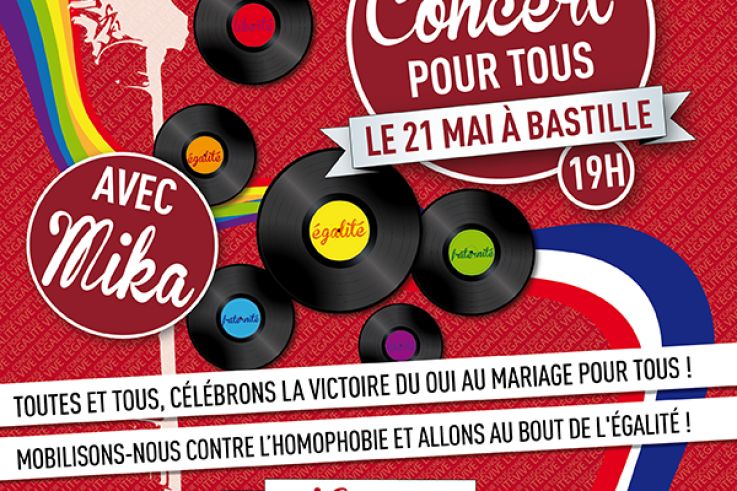 Le Concert pour tous : concert gratuit à Paris Bastille pour célébrer le Mariage pour Tous