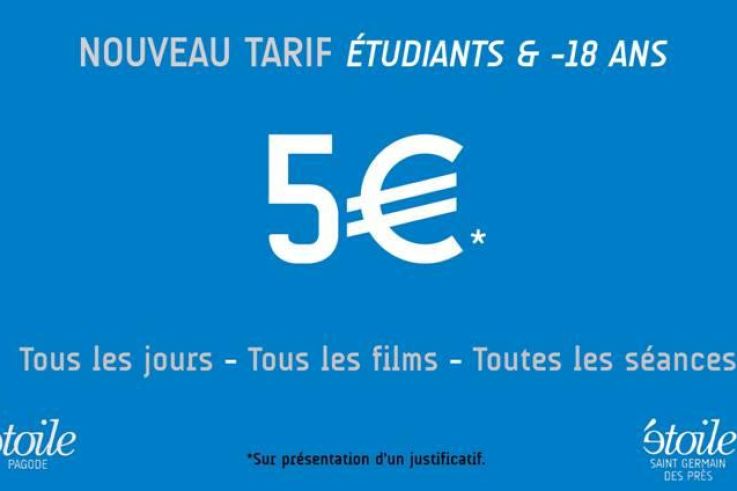 Nouveaux tarif Etudiants et -18 ans aux cinémas Étoile Saint-Germain et Étoile Pagode