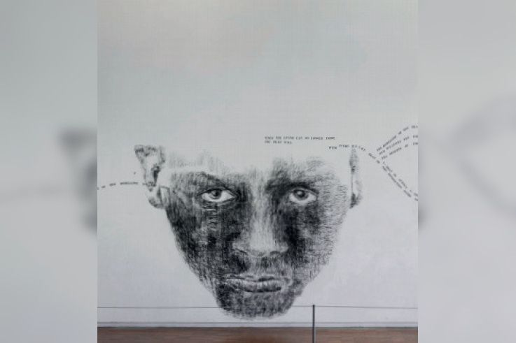 Performance de Nalini Malani au sein de son expo au Centre Pompidou