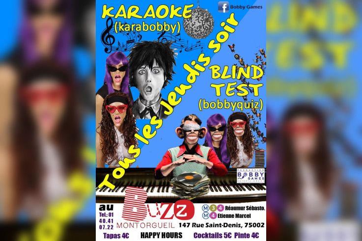 Quiz musical (blind-test) & Karaoké GRATUIT au BUZZ Montorgueil