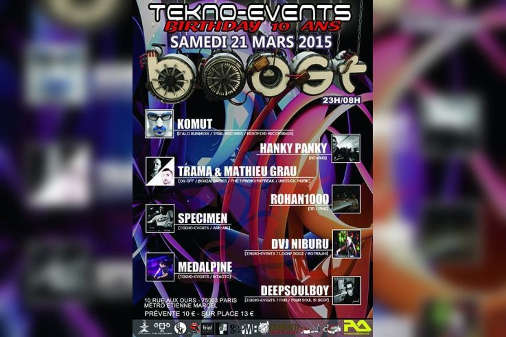 TEKNO-EVENTS BIRTHDAY 10 ANS : KOMUT / HANKY PANKY / TRAMA & MATHIEU GRAU / ROHAN1000 and TEKNOMES T