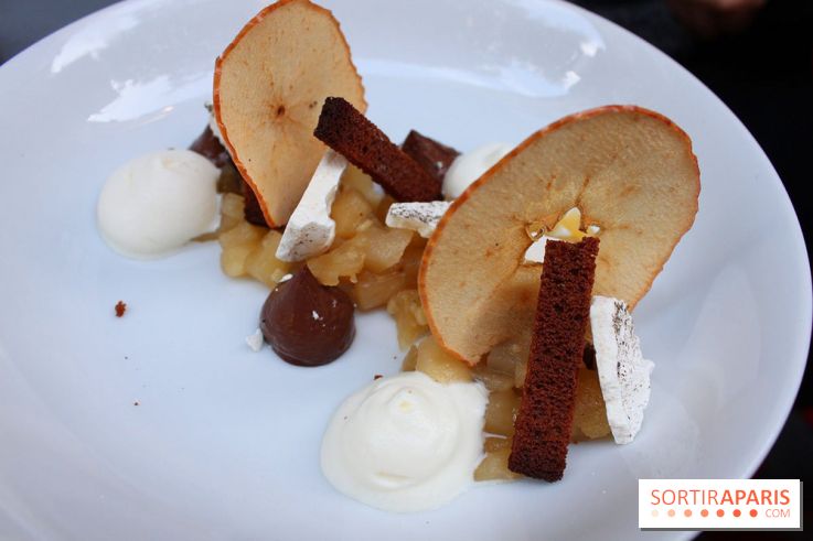 Les pommes confites, ganache au chocolat et gingembre de la Petite Mangerie restaurant