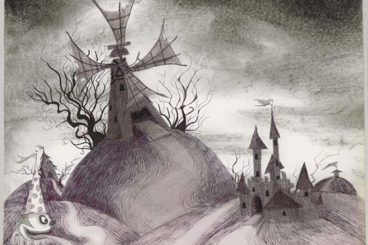 Tim Burton (American, b. 1958) Untitled (Frankenweenie). 1982 Pen and ink, marker, and charcoal on paper  11 x 13" (27.9 x 33 cm) Private collection Frankenweenie © Disney © 2011 Tim Burton